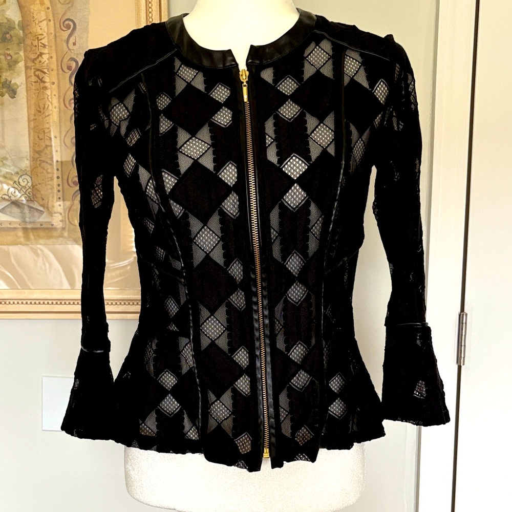 INC Elegant Black Faux leather and lace Women's Jacket
Size S